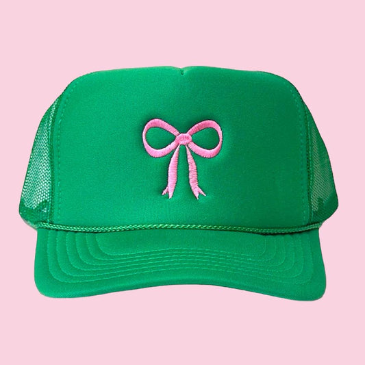 Green with Pink Bow Trucker Hat