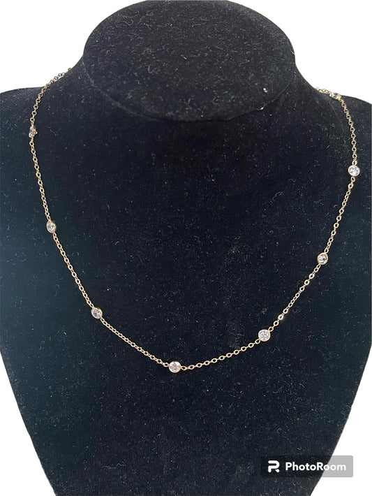 14/20 Gold-Filled Tin-Cup Round Cable Chain with Bezel-Set 4mm Faceted CZ Drops