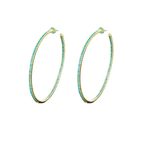 Pave Turquoise Hoop