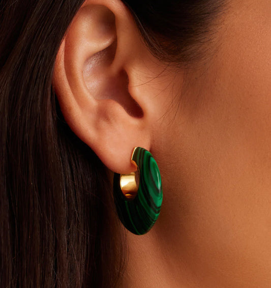 Paseo Marble Arc Hoops (Malachite Marble)