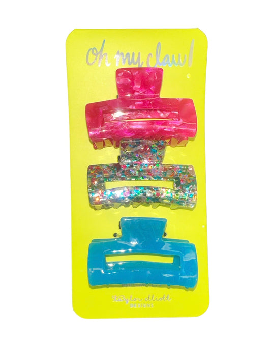 Colorful Confetti Claw Clip Trio