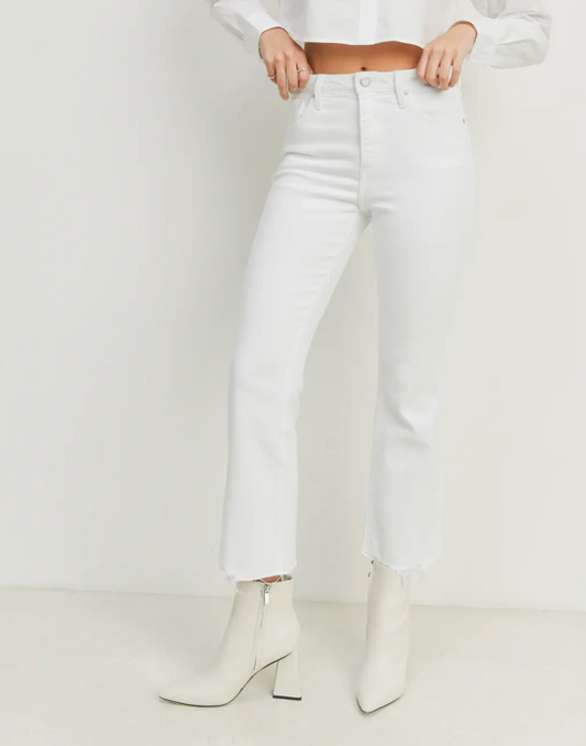 White Vintage Cropped Flare Jeans