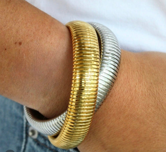 Two Tone Twisted Cobra Bracelet - Large