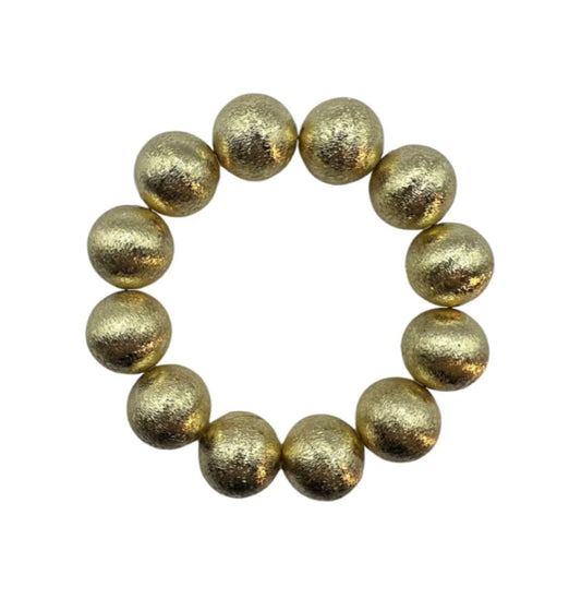Brushed Metal Bead Bracelet Gold