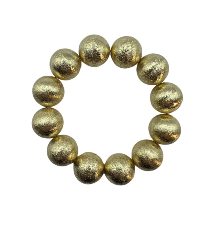 Brushed Metal Bead Bracelet Gold