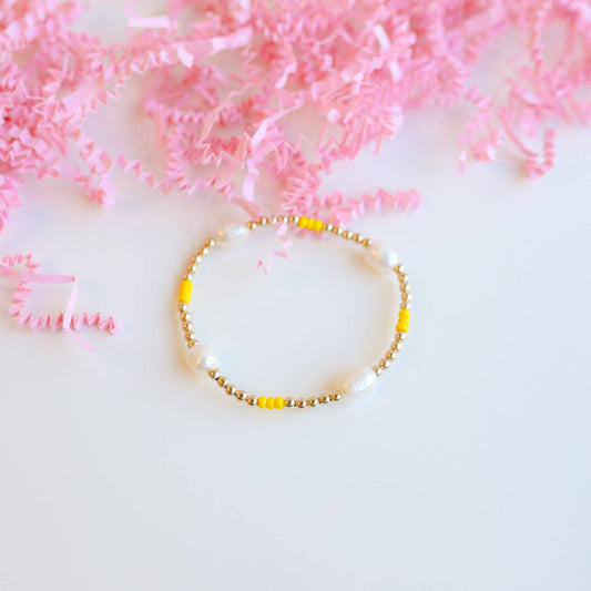 Beaded Blondes - Yellow Pearl Poppi Bracelet