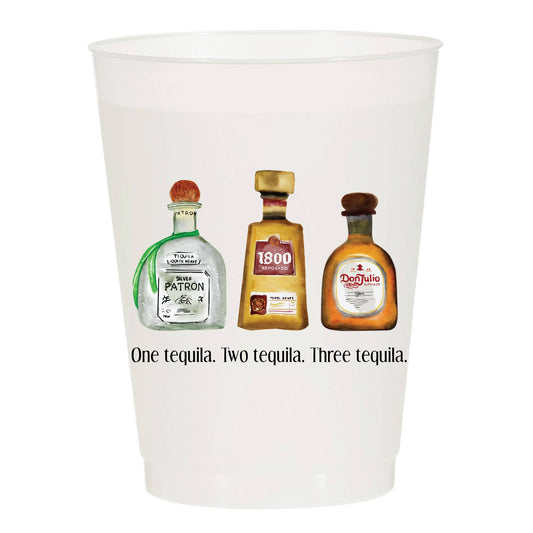 One Tequila Two Tequila Watercolor Reusable Cups - Set of 10