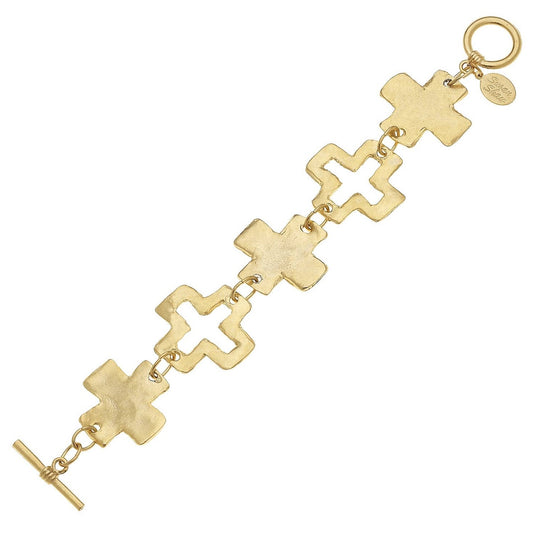 Gold Toggle Cross Bracelet