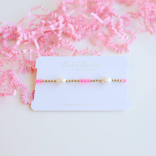 Beaded Blondes - Hot Pink Pearl Poppi Bracelet